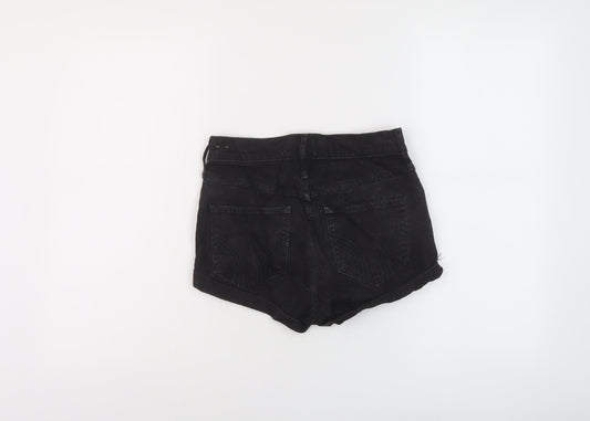 Hollister Womens Black Cotton Hot Pants Shorts Size 26 in L3 in Regular Button