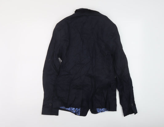NEXT Womens Blue Linen Jacket Suit Jacket Size 10