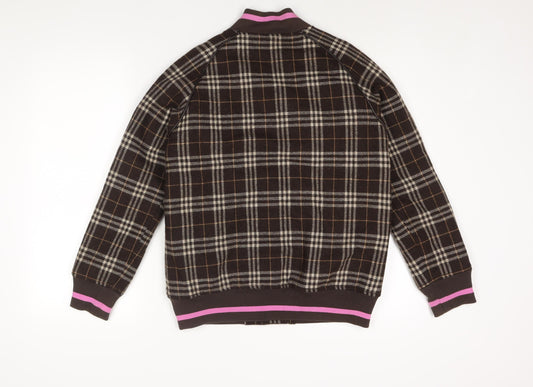 Two Percent Homme Mens Brown Check Bomber Jacket Jacket Size M Zip