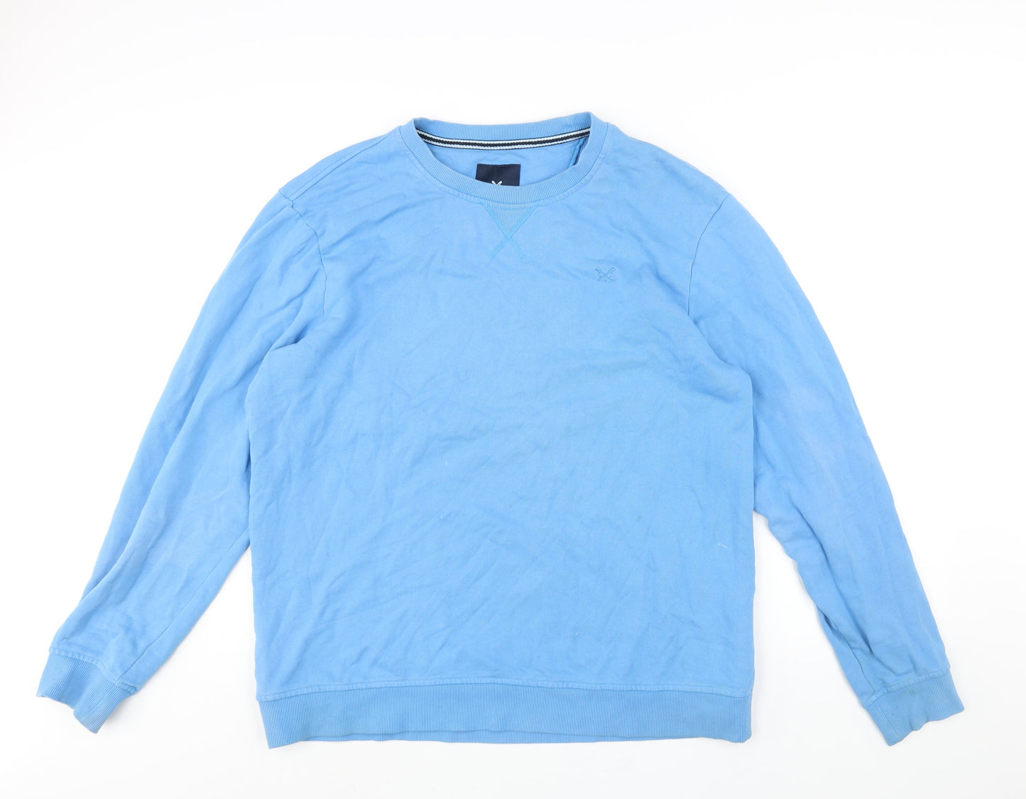 Crew Clothing Mens Blue Cotton Pullover Sweatshirt Size 2XL - Logo