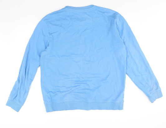 Crew Clothing Mens Blue Cotton Pullover Sweatshirt Size 2XL - Logo