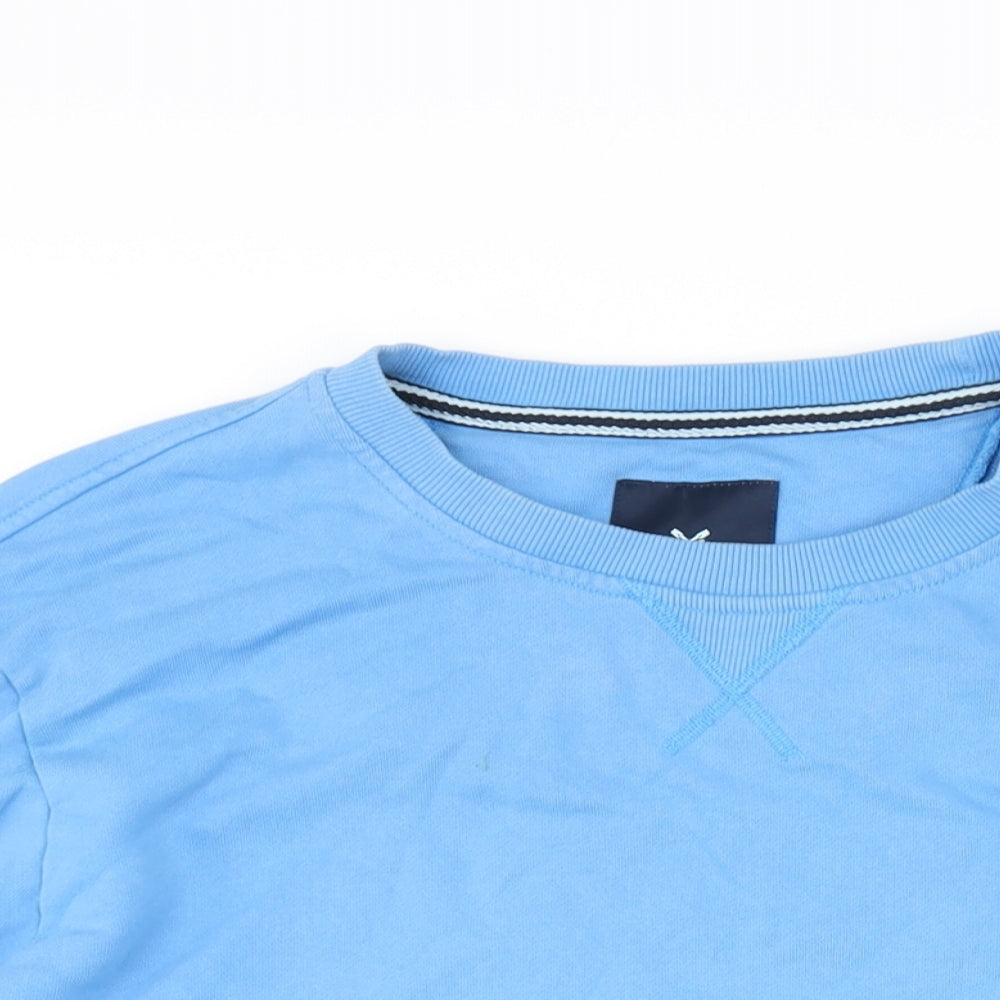 Crew Clothing Mens Blue Cotton Pullover Sweatshirt Size 2XL - Logo