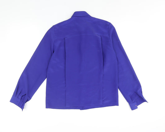 Womens UK Size 10 St Michael Blue Polyester Button-Up
