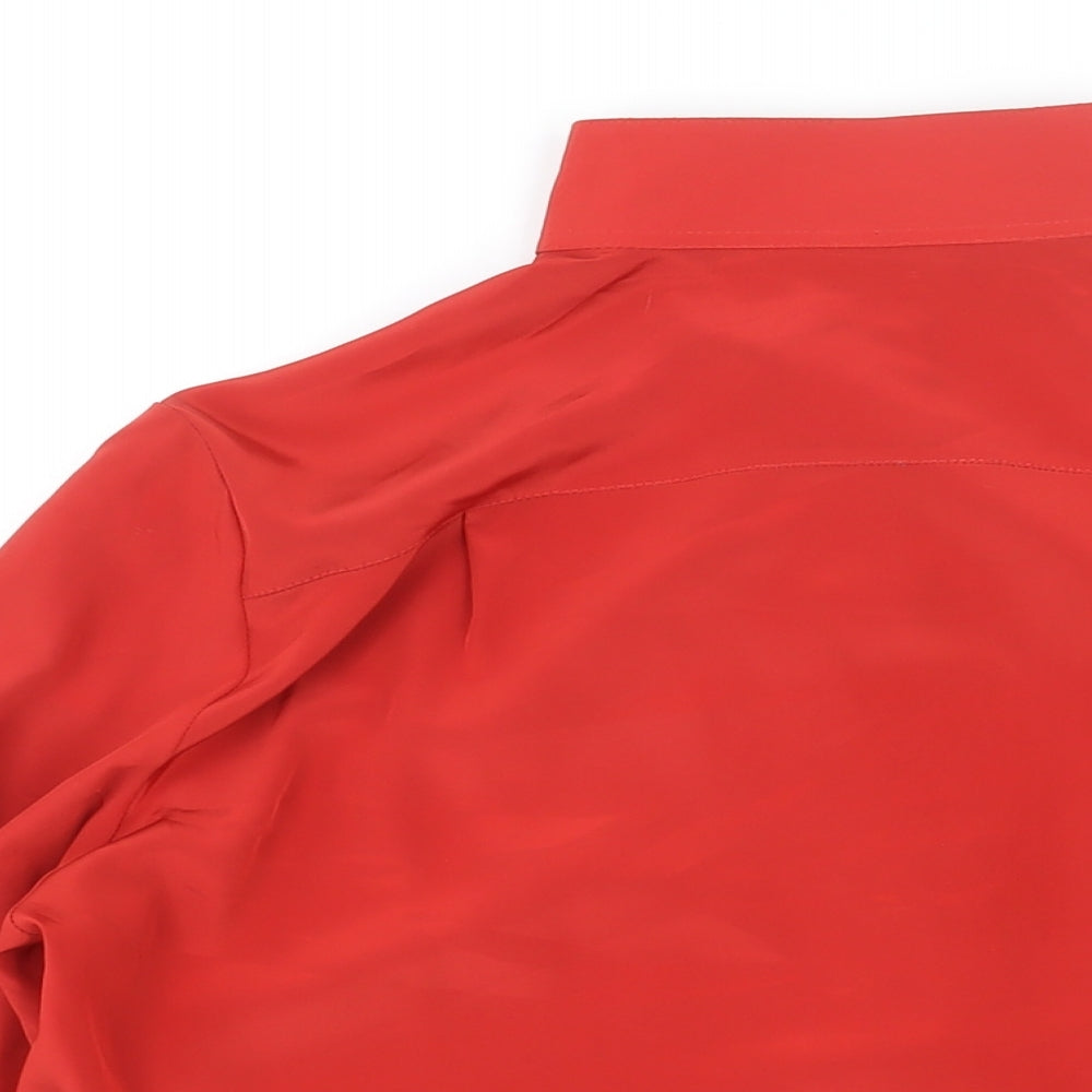 St Michael Womens Red Polyester Basic Button-Up Size 10 Mock Neck