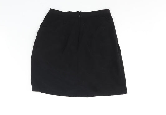 H&M Womens Black Polyester A-Line Skirt Size 6 Zip