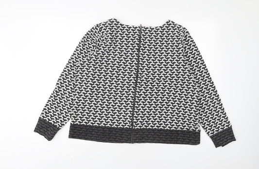 NEXT Womens White Geometric Polyester Pullover Sweatshirt Size 18 Zip