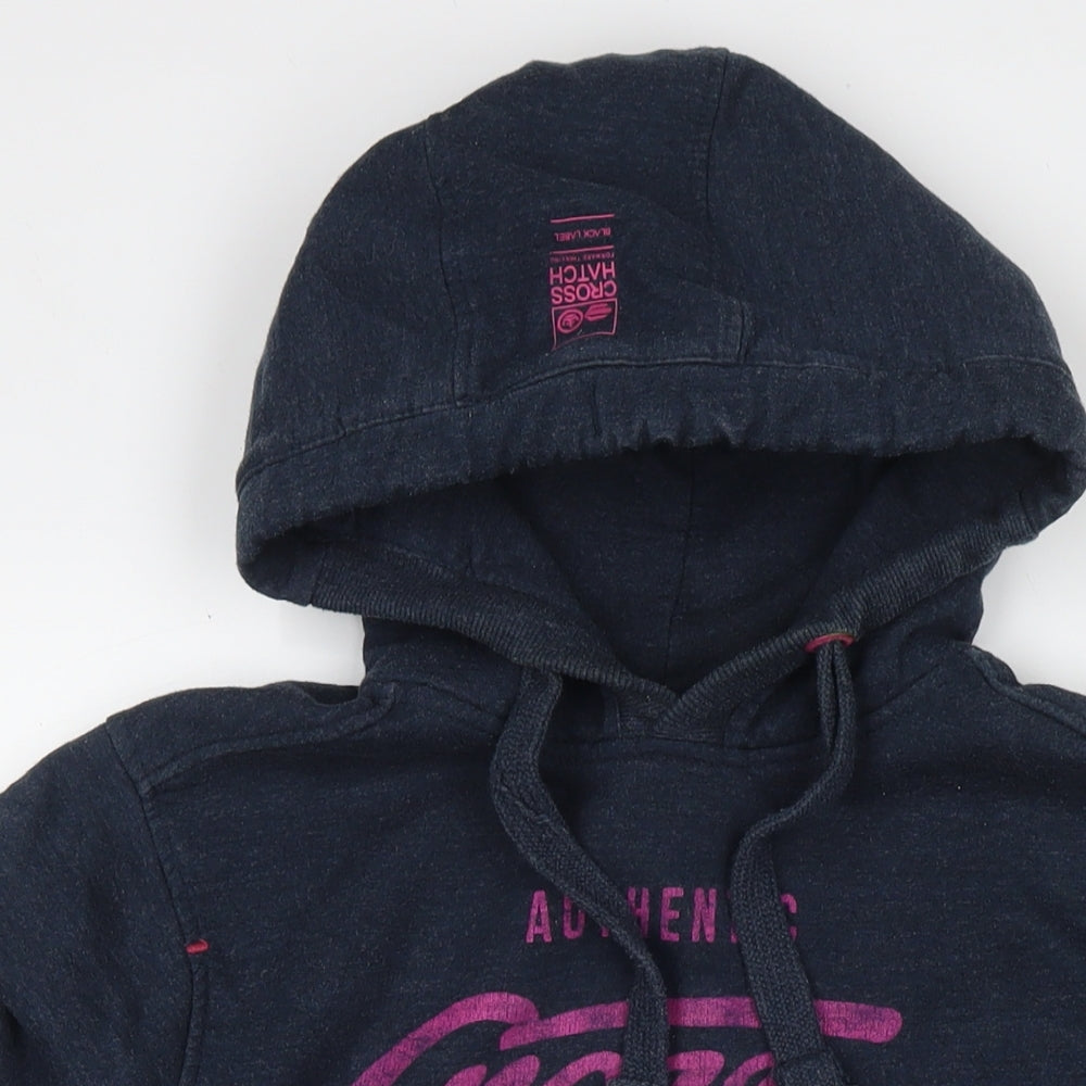 Crosshatch Womens Blue Polyester Pullover Hoodie Size L Pullover - Logo
