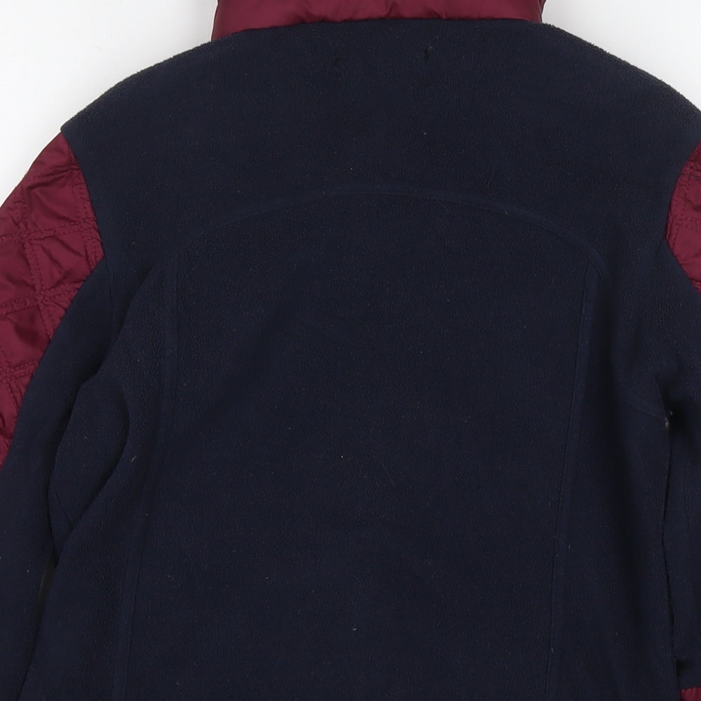 Brand and care label for Decathlon girls’ blue colourblock jacket, size 12-13, years zip - quilted detail