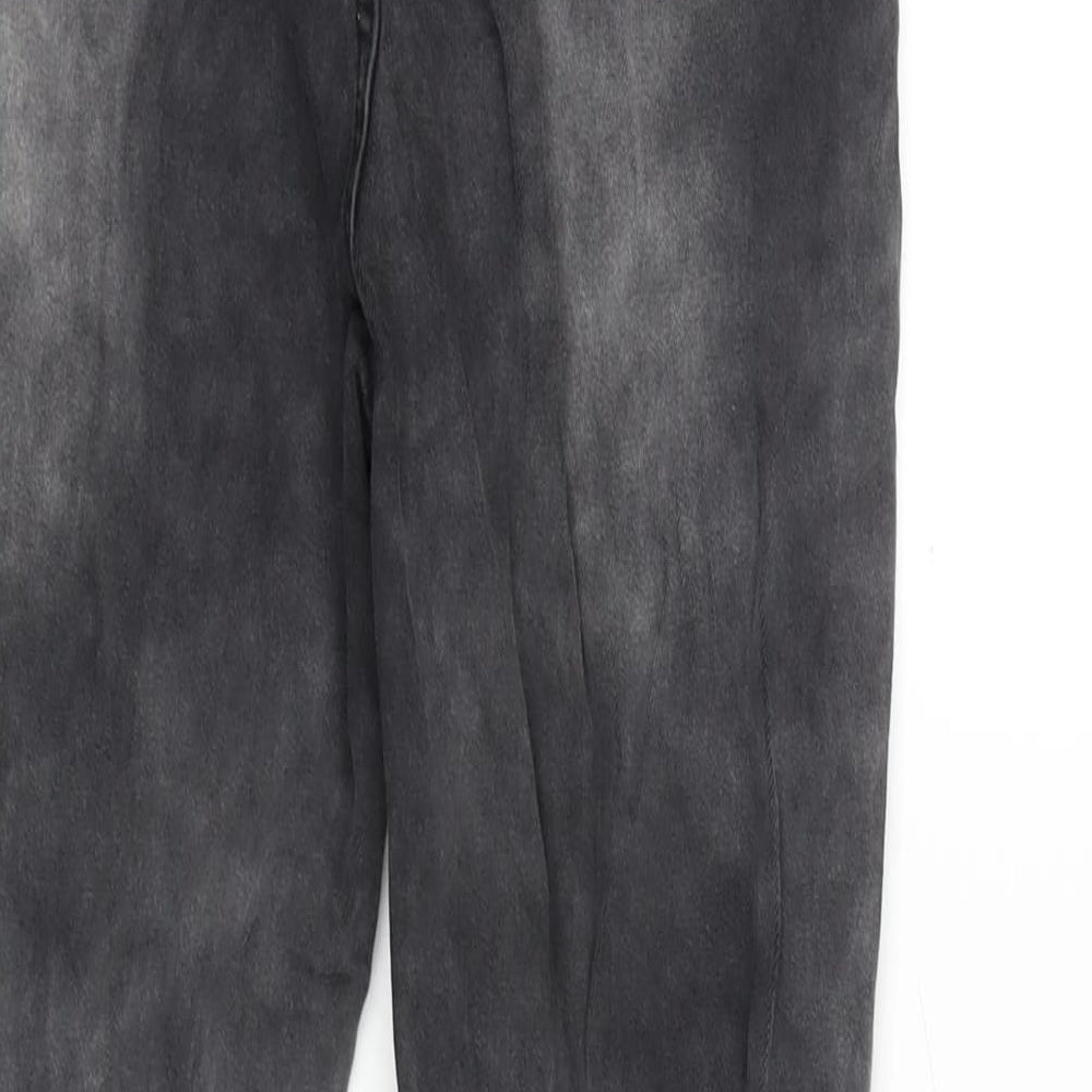 Brand and care label for Fashion Victim women’s grey cotton blend tapered jeans, size UK 27, in, 32-inch leg regular zip