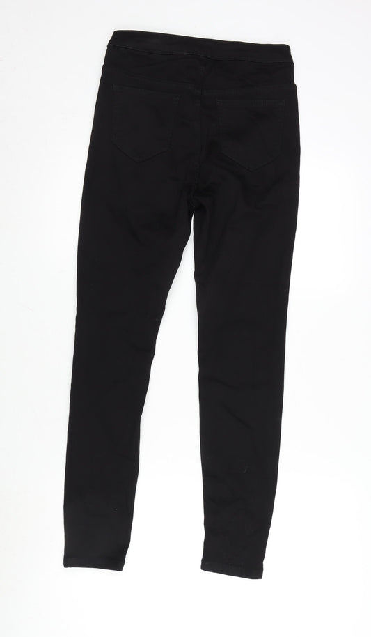 Marks and Spencer Womens Black Cotton Blend Skinny Jeans Size 10 L28.5 in Regular Zip