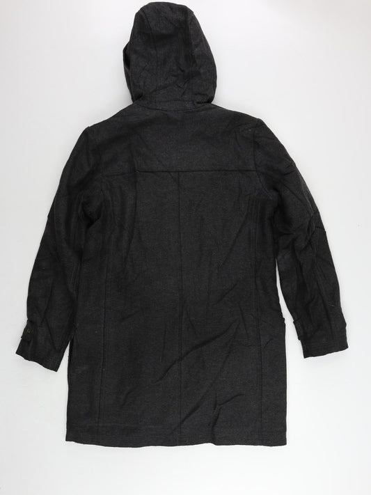 Peak Performance Womens Grey Pea Coat Coat Size L Zip - Vintage Hooded