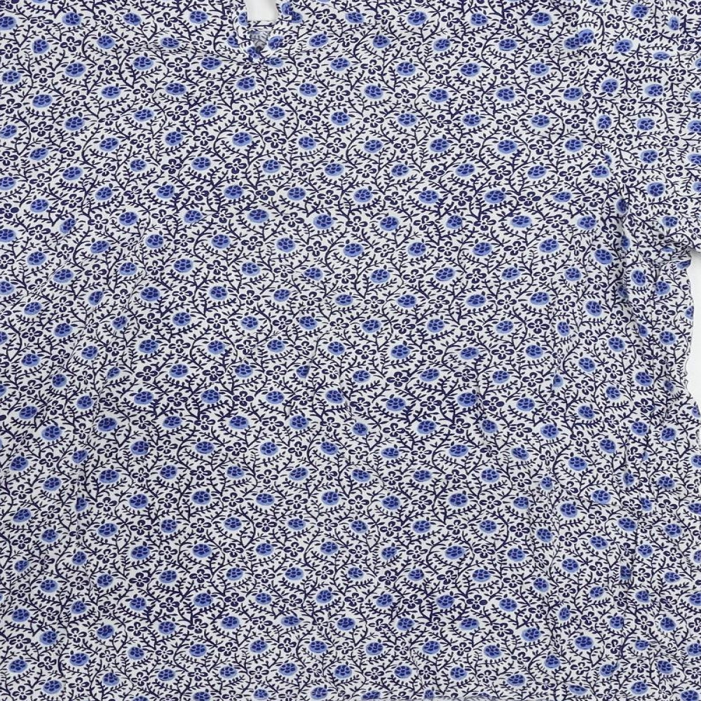Marks and Spencer Womens Blue Geometric Viscose Basic Blouse Size 10 Round Neck