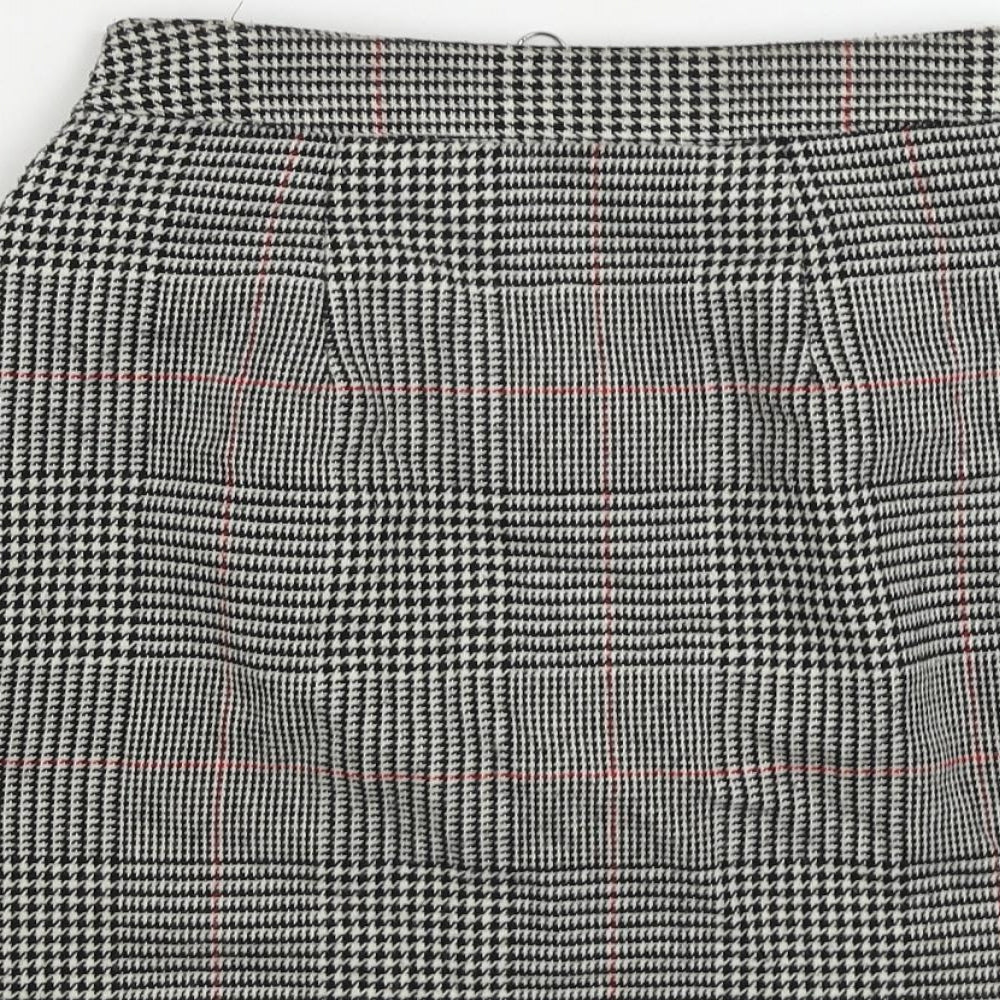 Topshop Womens Grey Plaid Acrylic Mini Skirt Size 6 Zip - Buckle Detail