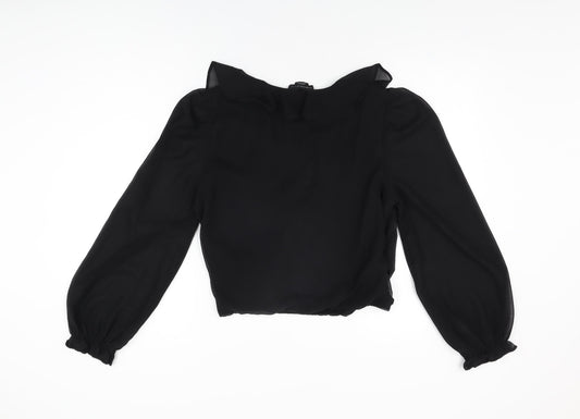 Womens UK Size M Wednesday's Girl Black Polyester Blouse