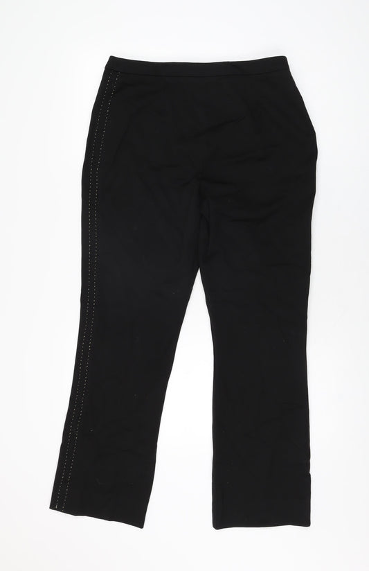 Volonte Womens Black Polyester Trousers Size 14 L29.5 in Regular Zip