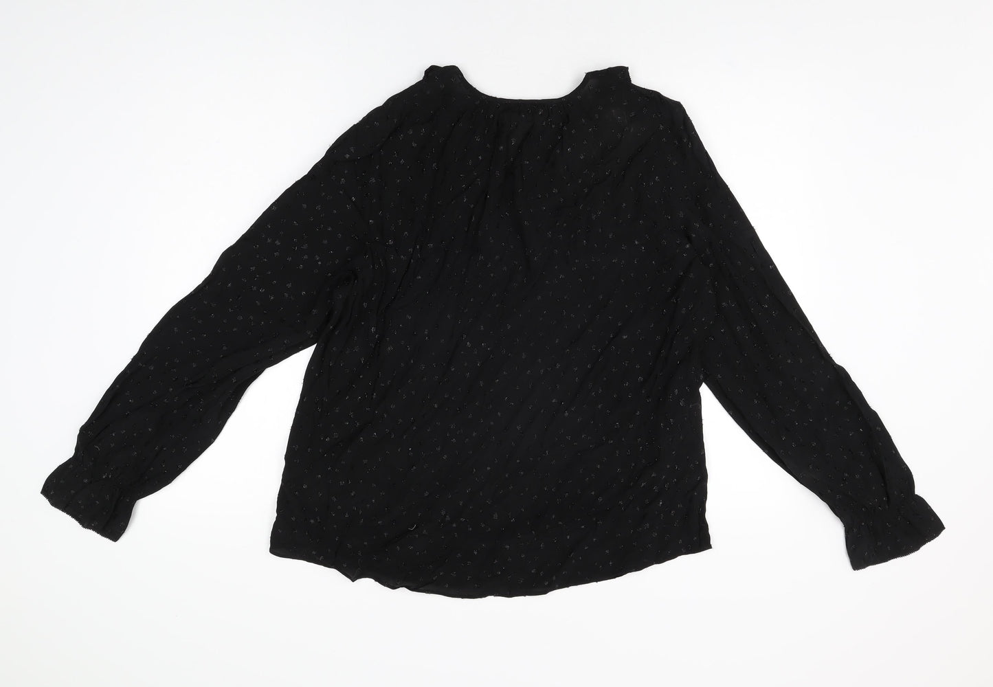 The White Company Womens Black Polka Dot Polyester Basic Blouse Size 10 V-Neck