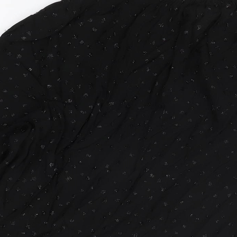 The White Company Womens Black Polka Dot Polyester Basic Blouse Size 10 V-Neck