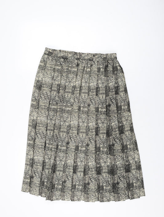 Bonmarché Womens Beige Geometric Polyester Swing Skirt Size 14