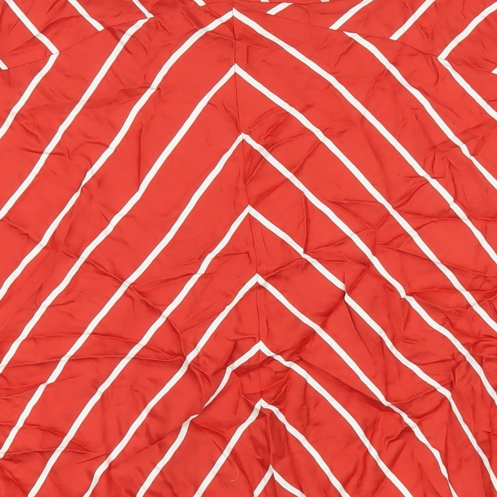 Monsoon Womens Red Striped Modal A-Line Skirt Size 14 Zip