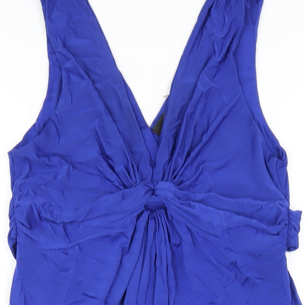 Jane Norman Womens Blue Viscose A-Line Size 16 V-Neck Pullover