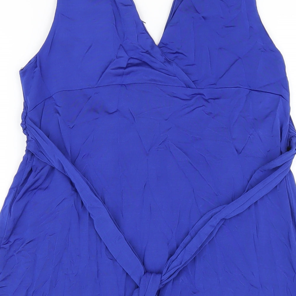 Jane Norman Womens Blue Viscose A-Line Size 16 V-Neck Pullover