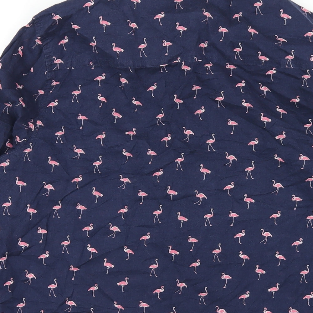 Gap Womens Blue Geometric Cotton Basic Button-Up Size M Collared