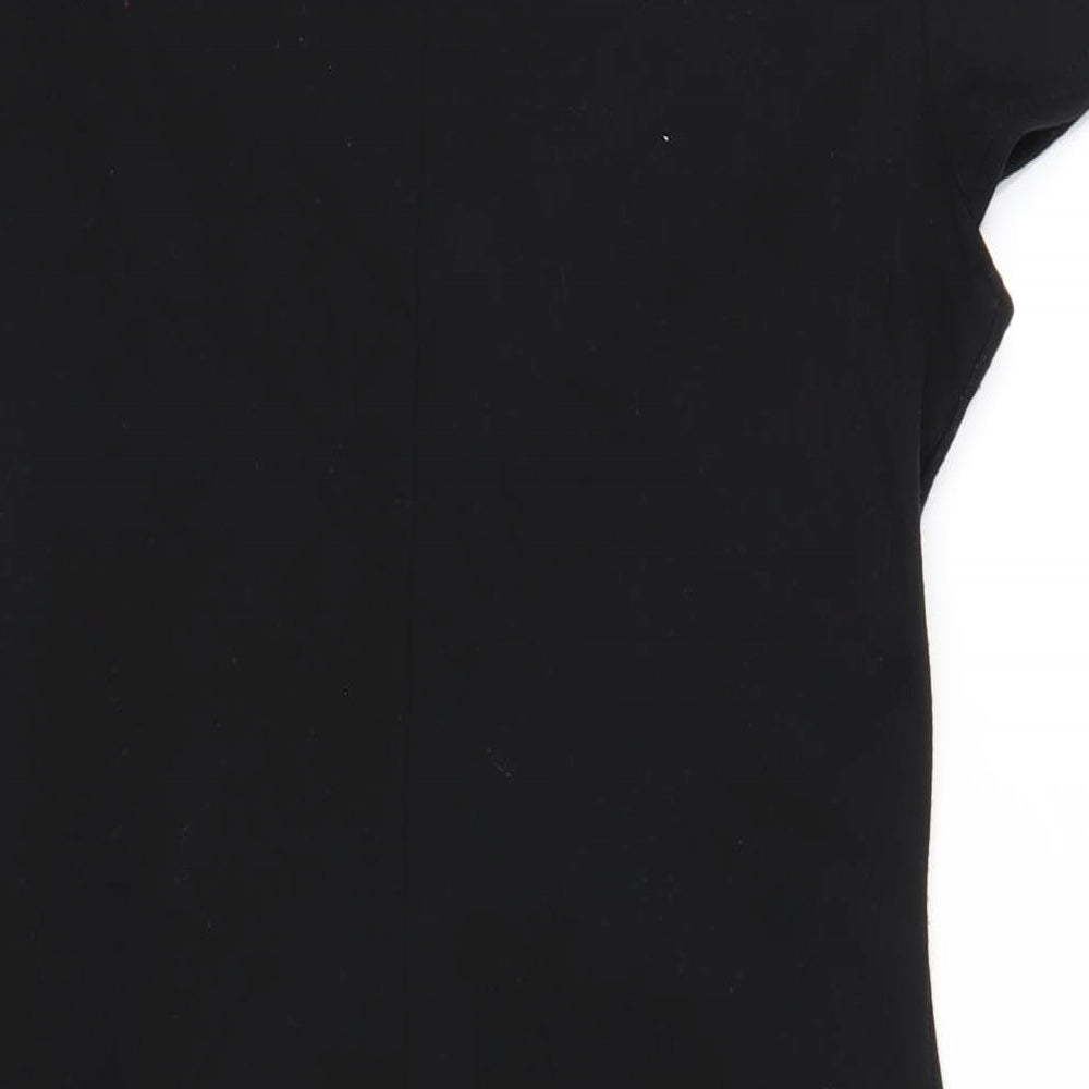 Brand and care label for Red Herring women’s black polyester bodycon, size UK 8, scoop neck pullover