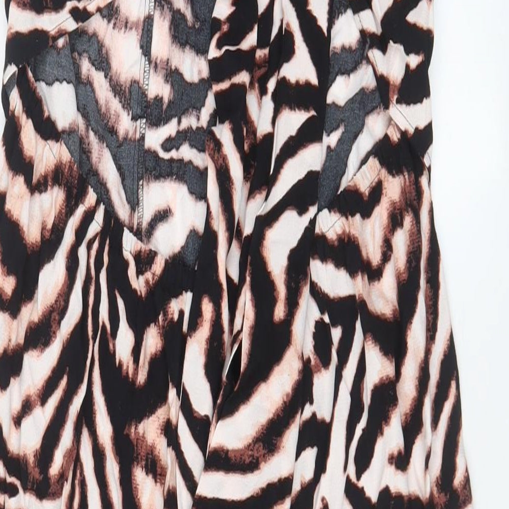 Marks and Spencer Womens Multicoloured Animal Print Viscose A-Line Size 16 V-Neck Pullover