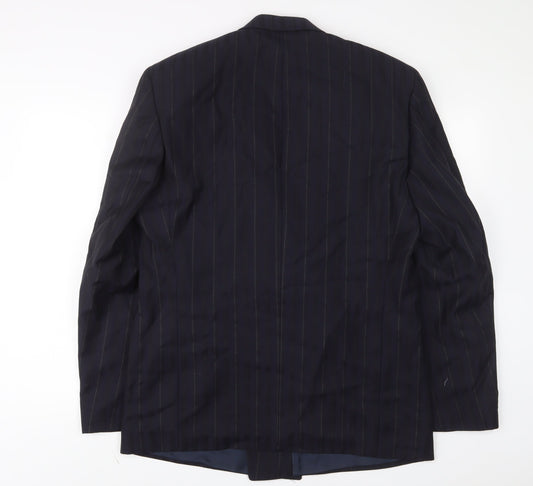 Van Girls Mens Blue Striped Wool Jacket Suit Jacket Size 42 Regular