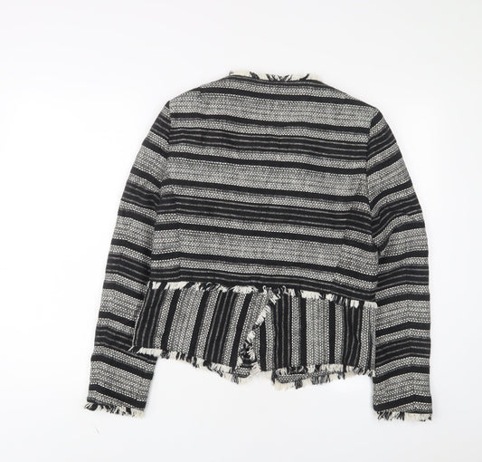 Marks and Spencer Womens Black Geometric Jacket Size 12 Snap