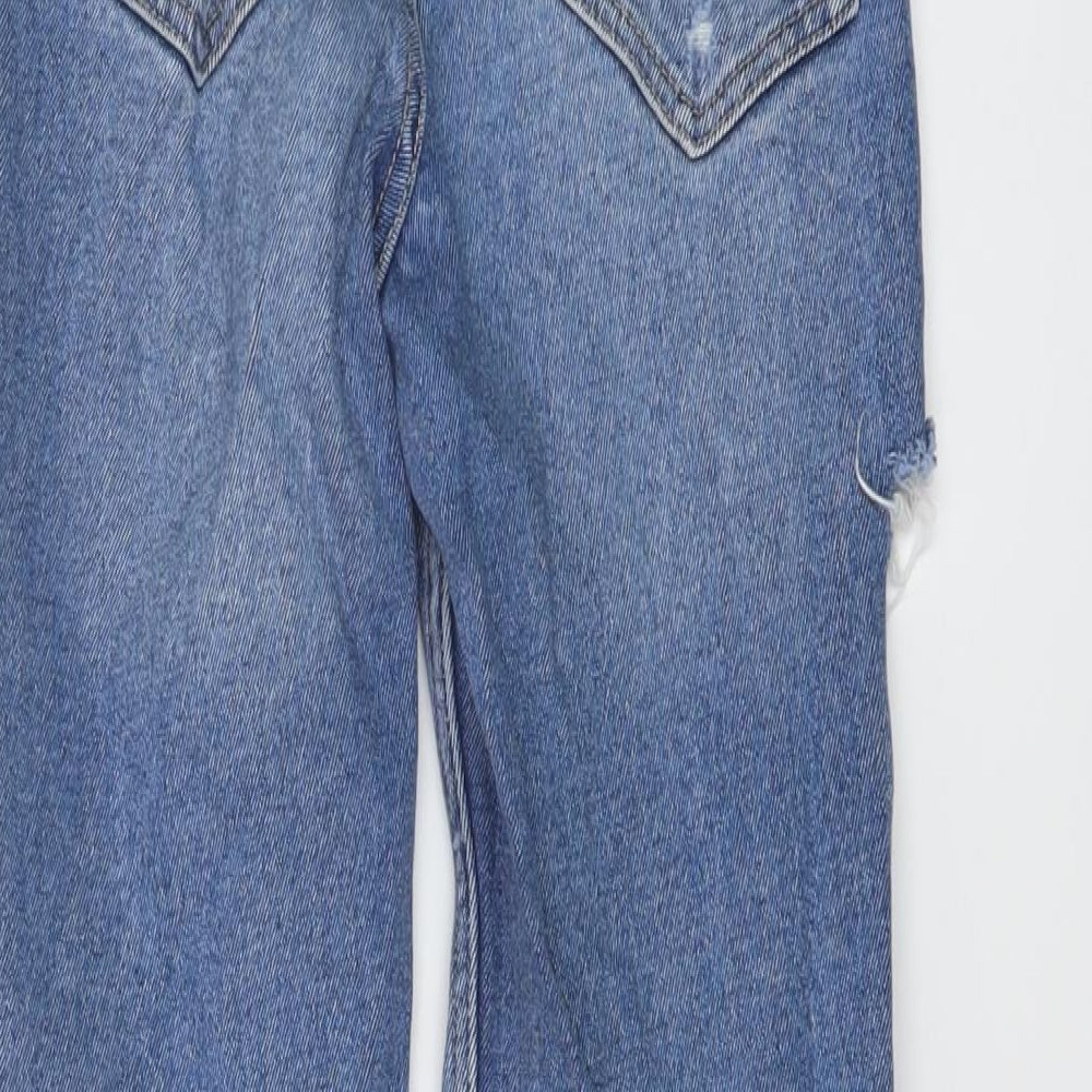 Stradivarius Womens Blue Cotton Mom Jeans Size 6 L27 in Slim Button