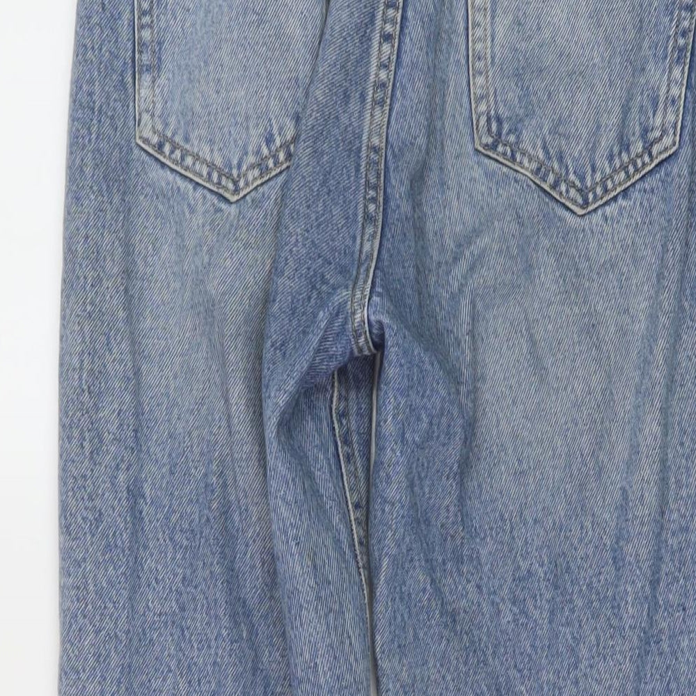 Stradivarius Womens Blue Cotton Mom Jeans Size 8 L26 in Regular Button