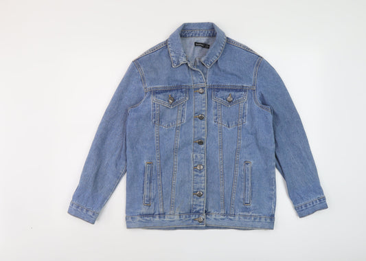 Boohoo Womens Blue Jacket Size 6 Button