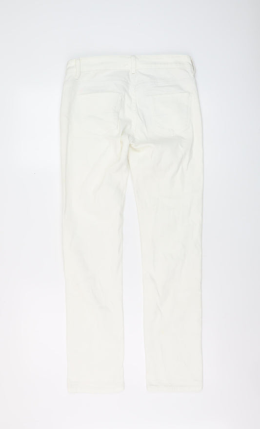 Marks and Spencer Womens Ivory Cotton Skinny Jeans Size 8 L29 in Regular Button