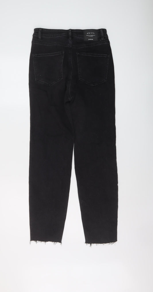 Stradivarius Womens Black Cotton Mom Jeans Size 10 L28 in Slim Button