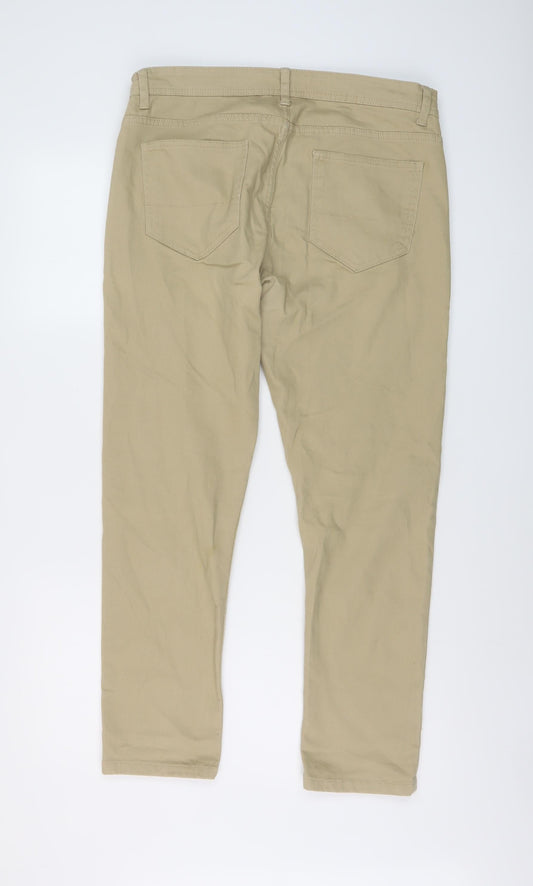Denim & Co. Mens Beige Cotton Straight Jeans Size 34 in L30 in Regular Button