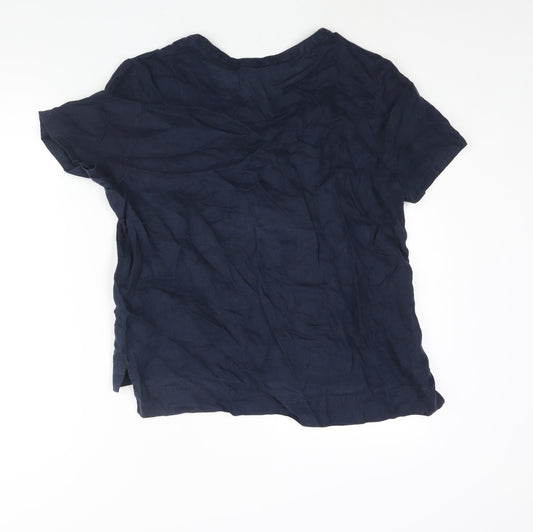 Gap Womens Blue Linen Basic Blouse Size L Round Neck