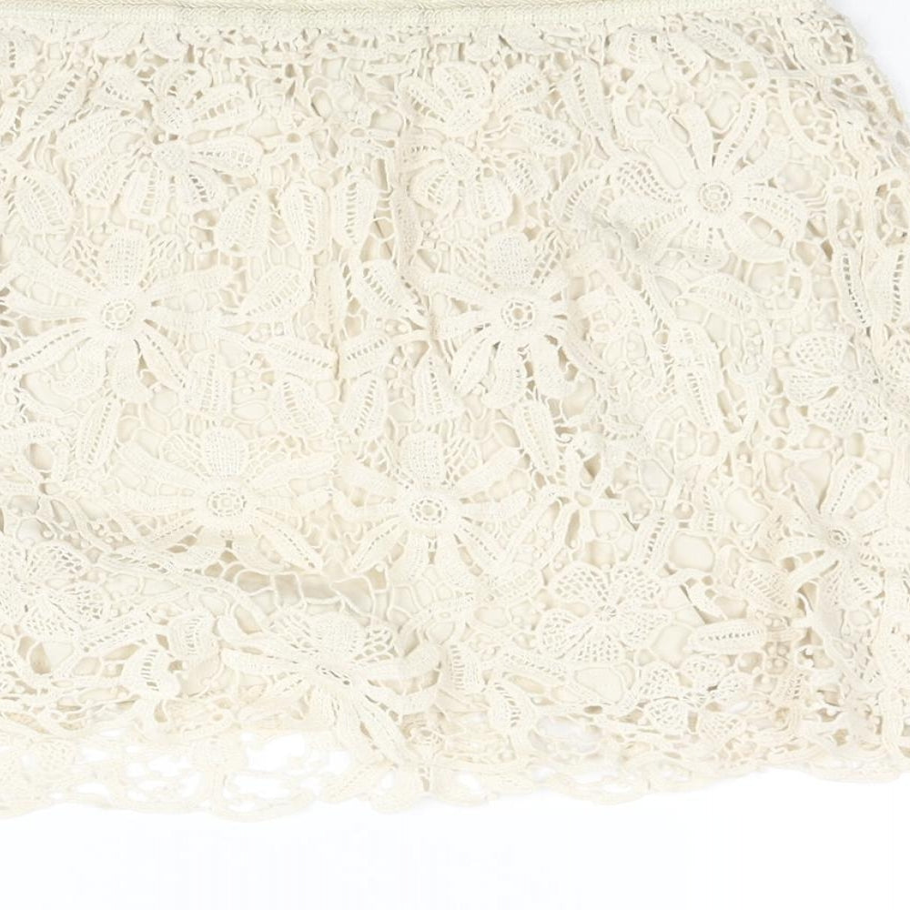 FOREVER 21 Womens Beige Cotton Mini Skirt Size M - Elasticated Waist