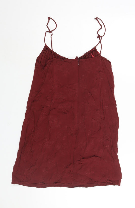 Motel Womens Red Floral Polyester Mini Size S Sweetheart Zip - Tie Detail