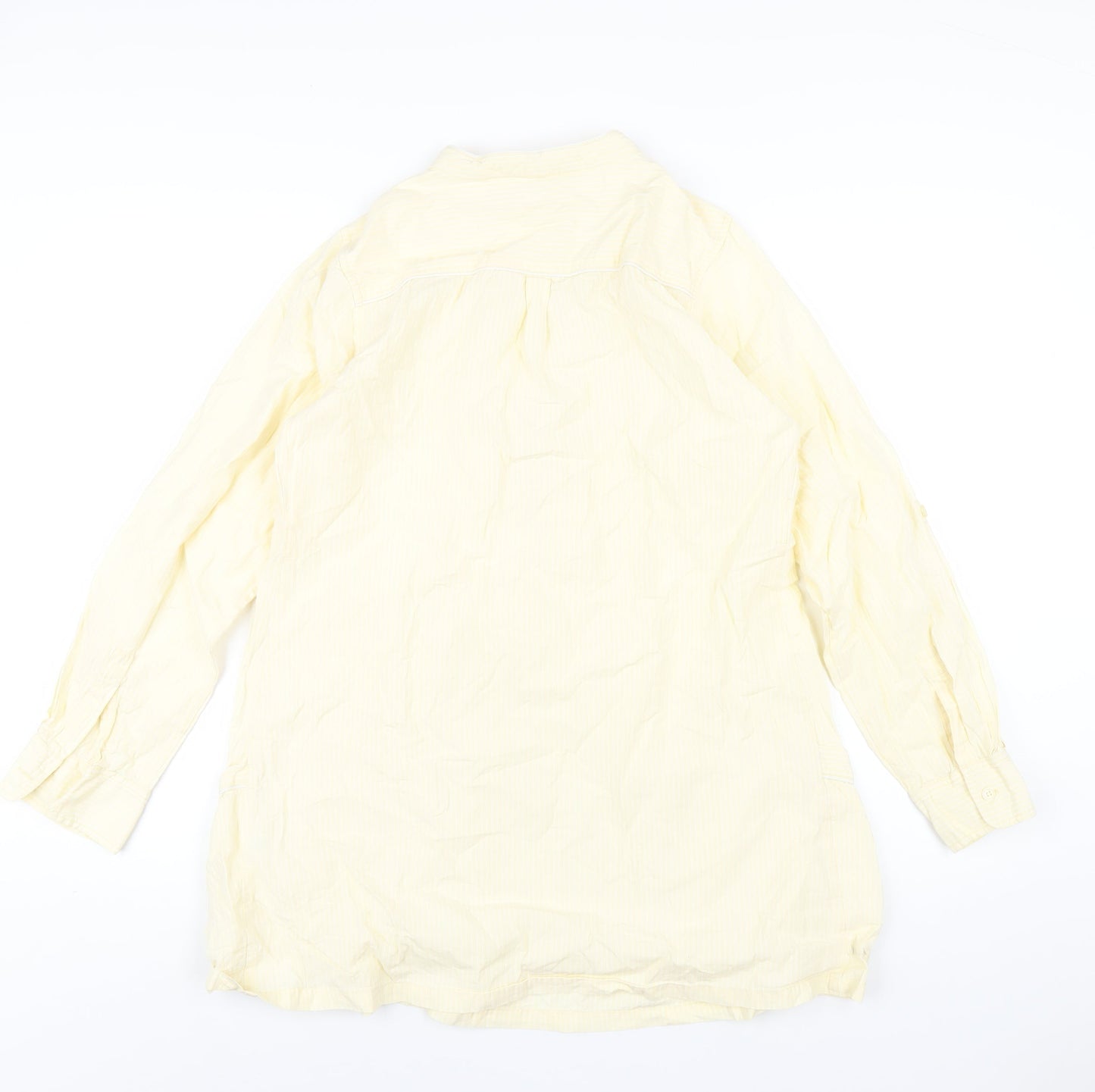 mamas & papas Womens Yellow Striped Cotton Basic T-Shirt Size 14 Round Neck