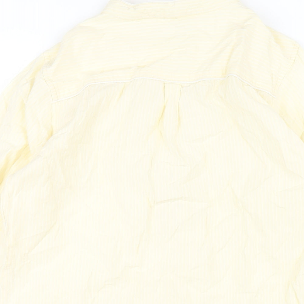 mamas & papas Womens Yellow Striped Cotton Basic T-Shirt Size 14 Round Neck