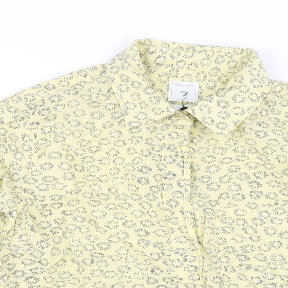 Gap Womens Yellow Geometric Cotton Basic T-Shirt Size S Collared