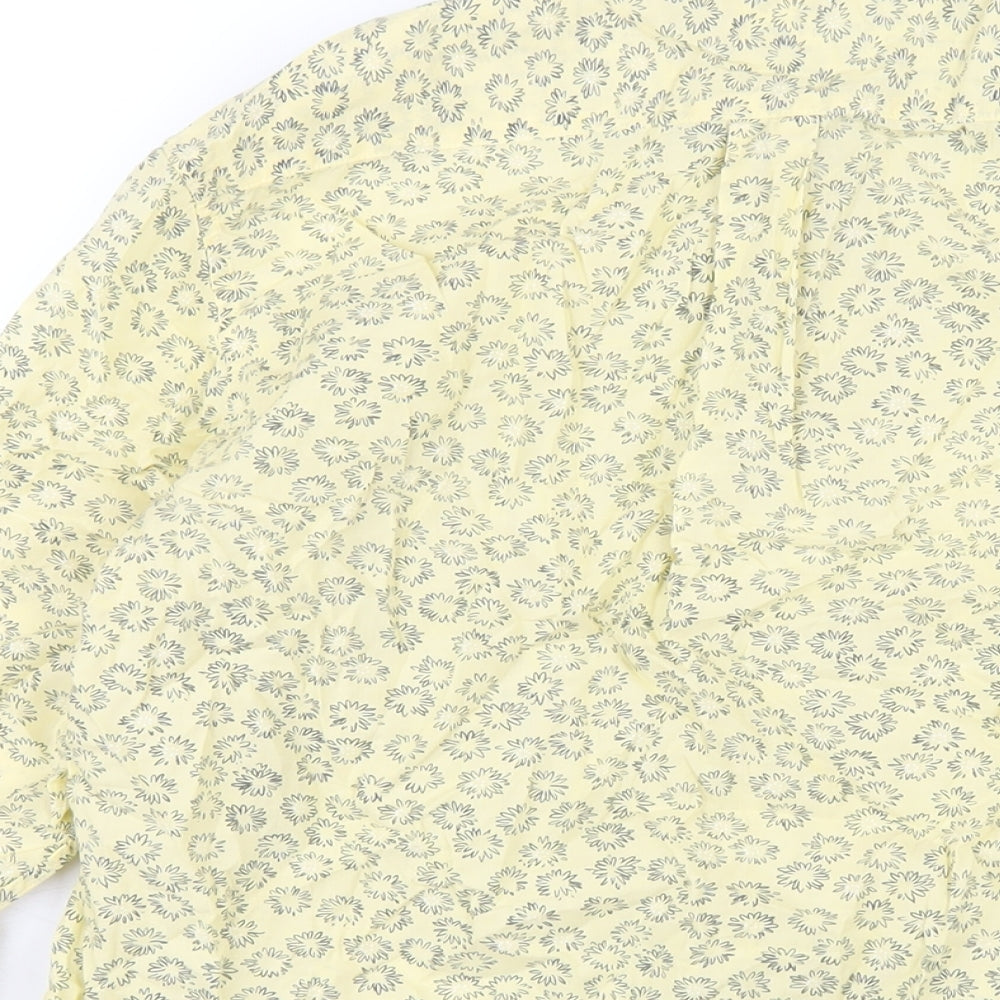 Gap Womens Yellow Geometric Cotton Basic T-Shirt Size S Collared