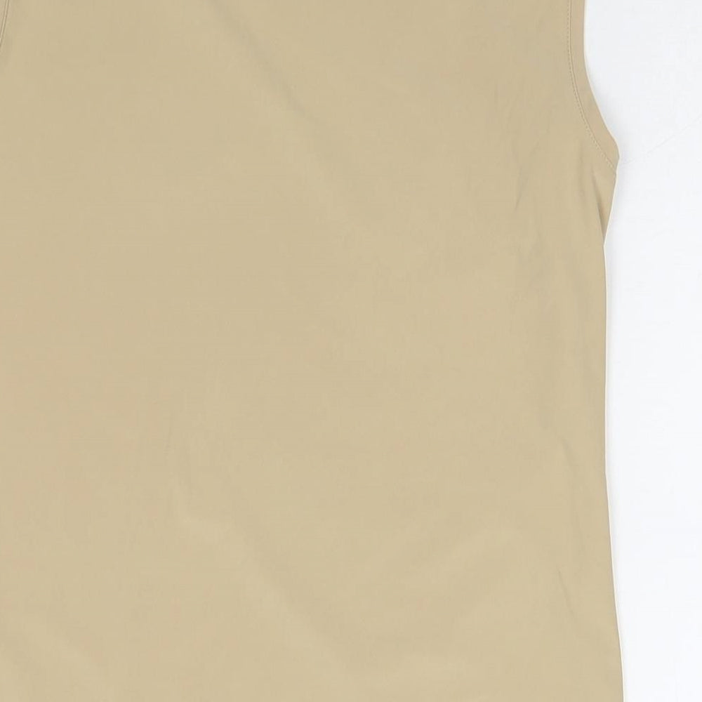 Two Tone Womens Beige Elastane Basic Tank Size 12 Round Neck