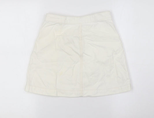 Topshop Womens Ivory Cotton A-Line Skirt Size 26 Button