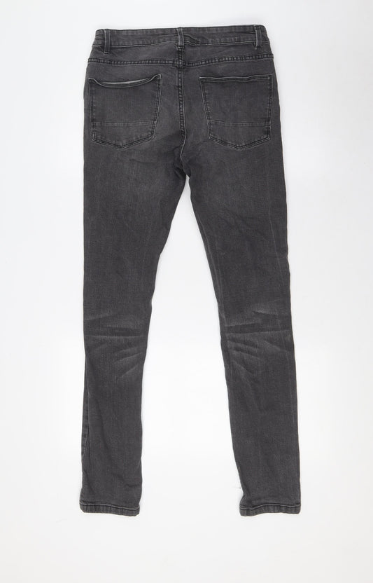Peacocks Mens Grey Cotton Skinny Jeans Size 30 in L30 in Slim Button