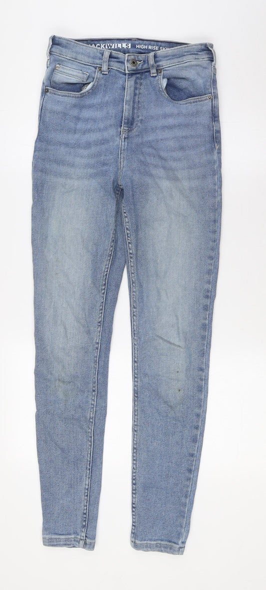 Jack Wills Womens Blue Cotton Skinny Jeans Size 26 in L29 in Slim Button - High Waist