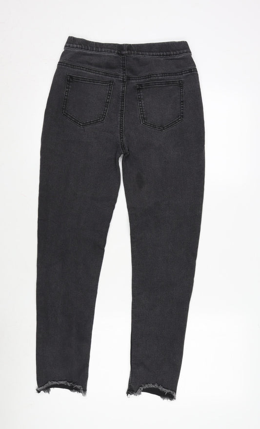 Denim & Co. Girls Grey Cotton Jegging Jeans Size 13-14 Years L26 in Regular - Distressed-Raw Hem