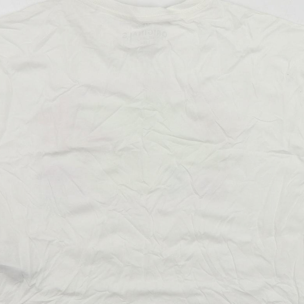 Brand and care label for Marks & Spencer girls’ white cotton pullover t-shirt, size 10-11, years crew neck pullover - vacay