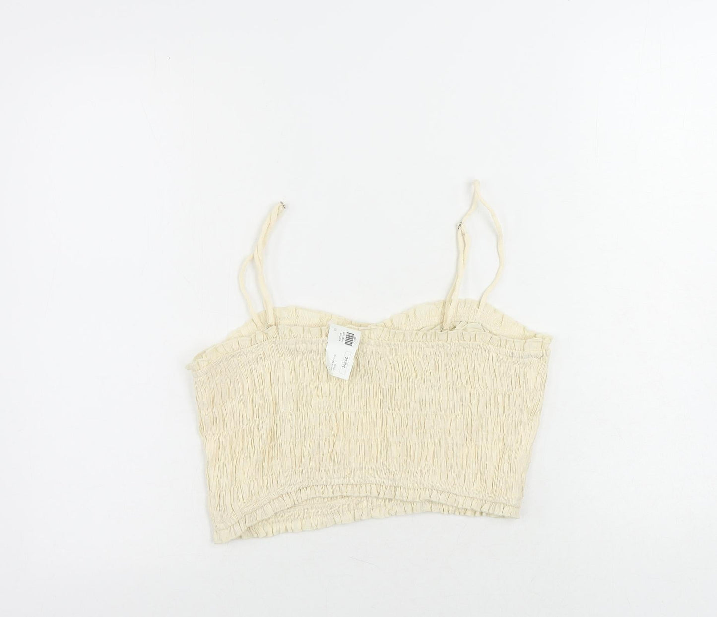 Lelis Womens Ivory Polyester Cropped Tank Size M Sweetheart - Shirred